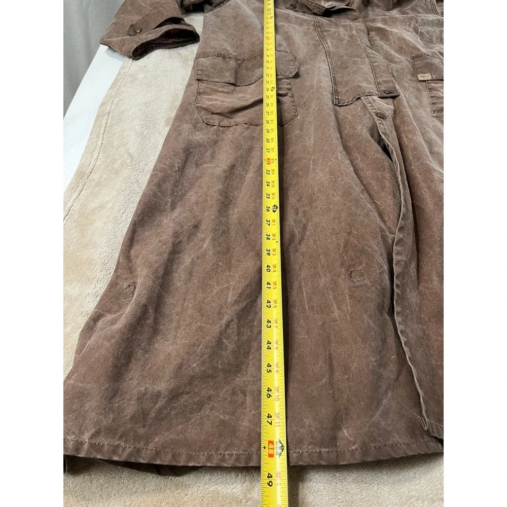 Australian Stock Saddle Co Cattlemans Coat Mens Size 7 Brown Waxed Cotton Duster